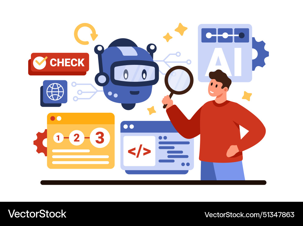 Control over work and support of ai assistant Control over work and support of ai assistant vector image
