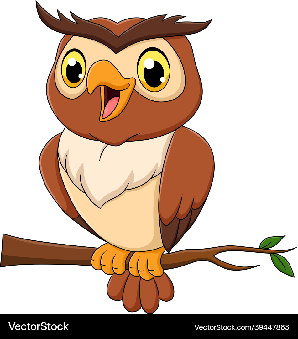 Cute owl bird cartoon – Royalty-Free Vector | VectorStock, image size:951x1080
