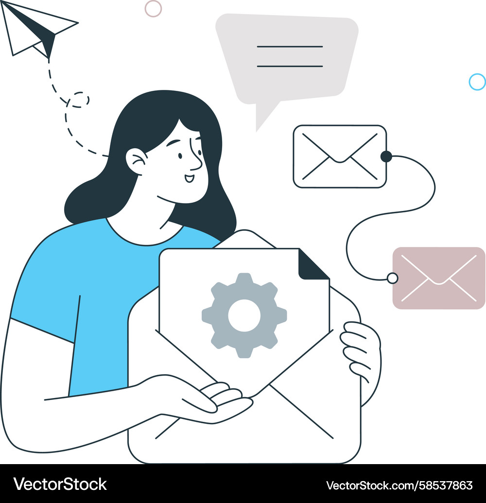Email Processing & Data Analysis Vector Image