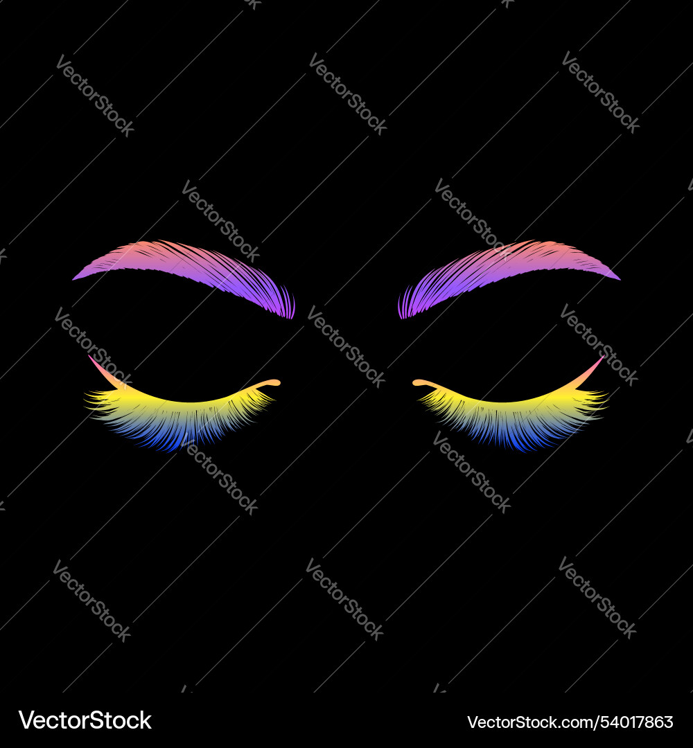 Gradient eyebrows and lashes Vector Image