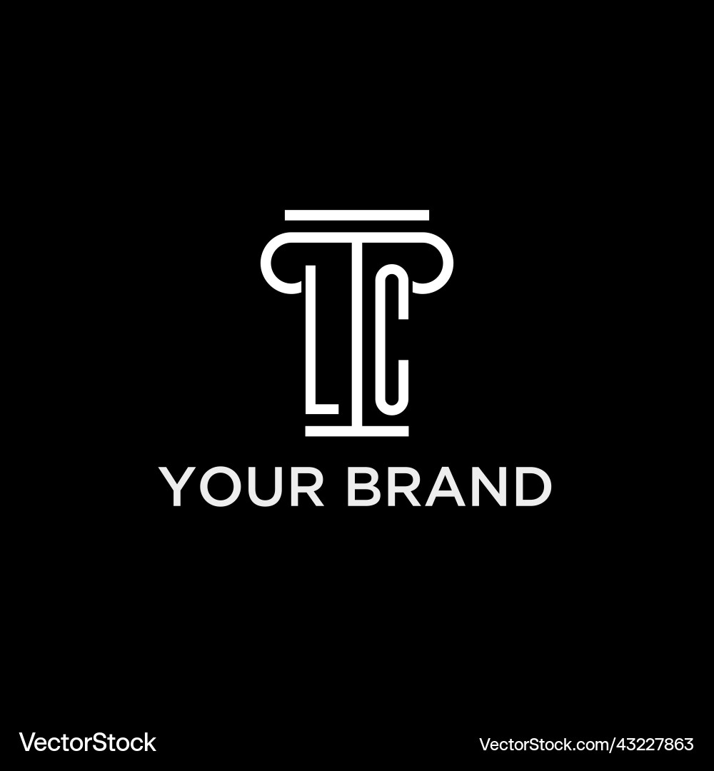 Lc monogram initial logo with pillar shape icon vector image