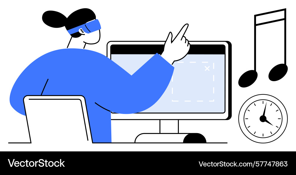 Person using vr technology while interacting Person using vr technology while interacting vector image