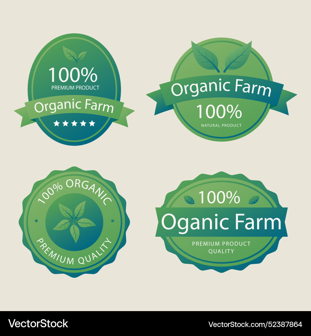 100 natural label collection Royalty Free Vector Image