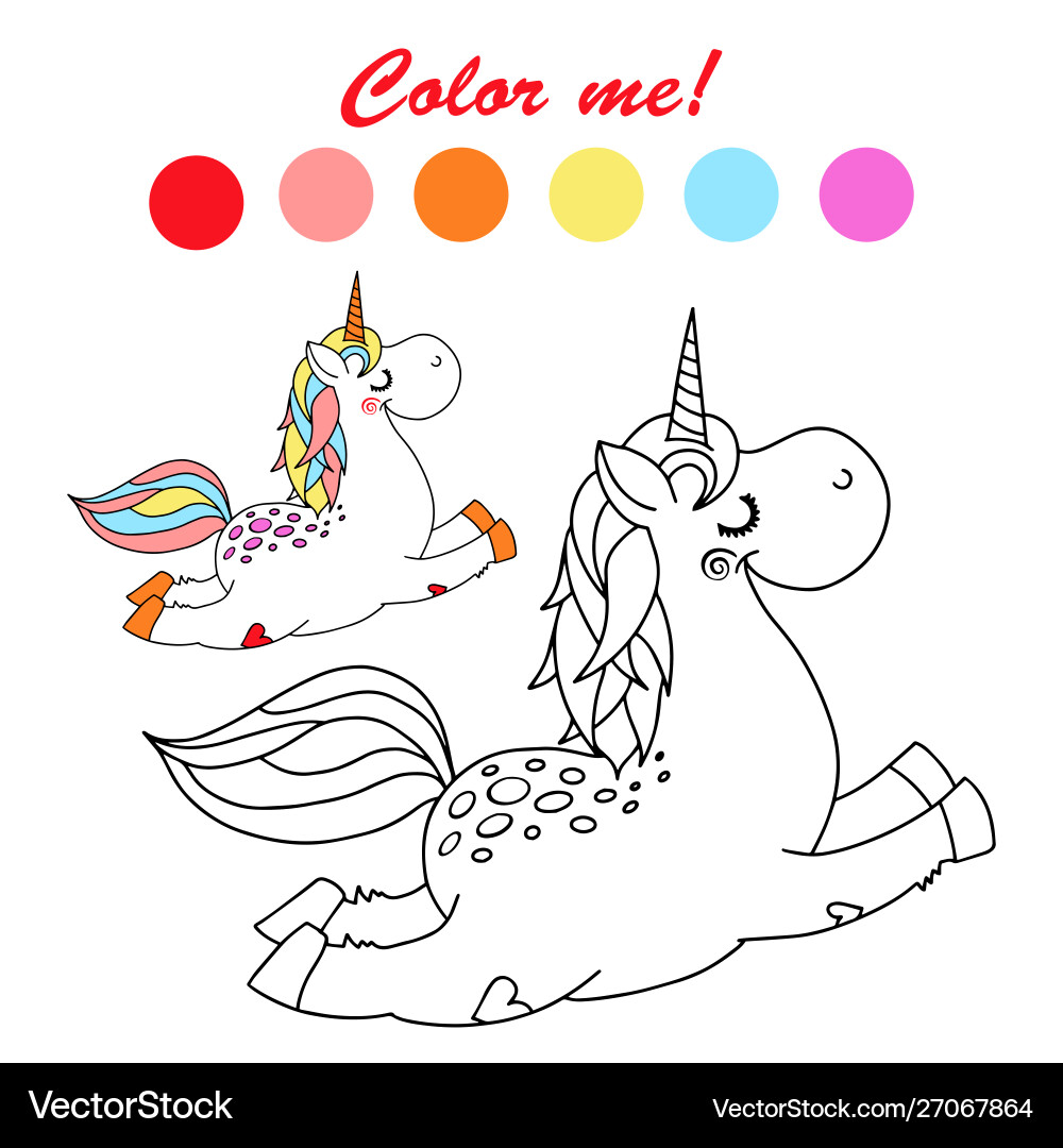 Hand drawn outlined funny unicorn coloring book Hand drawn outlined funny unicorn coloring book vector image