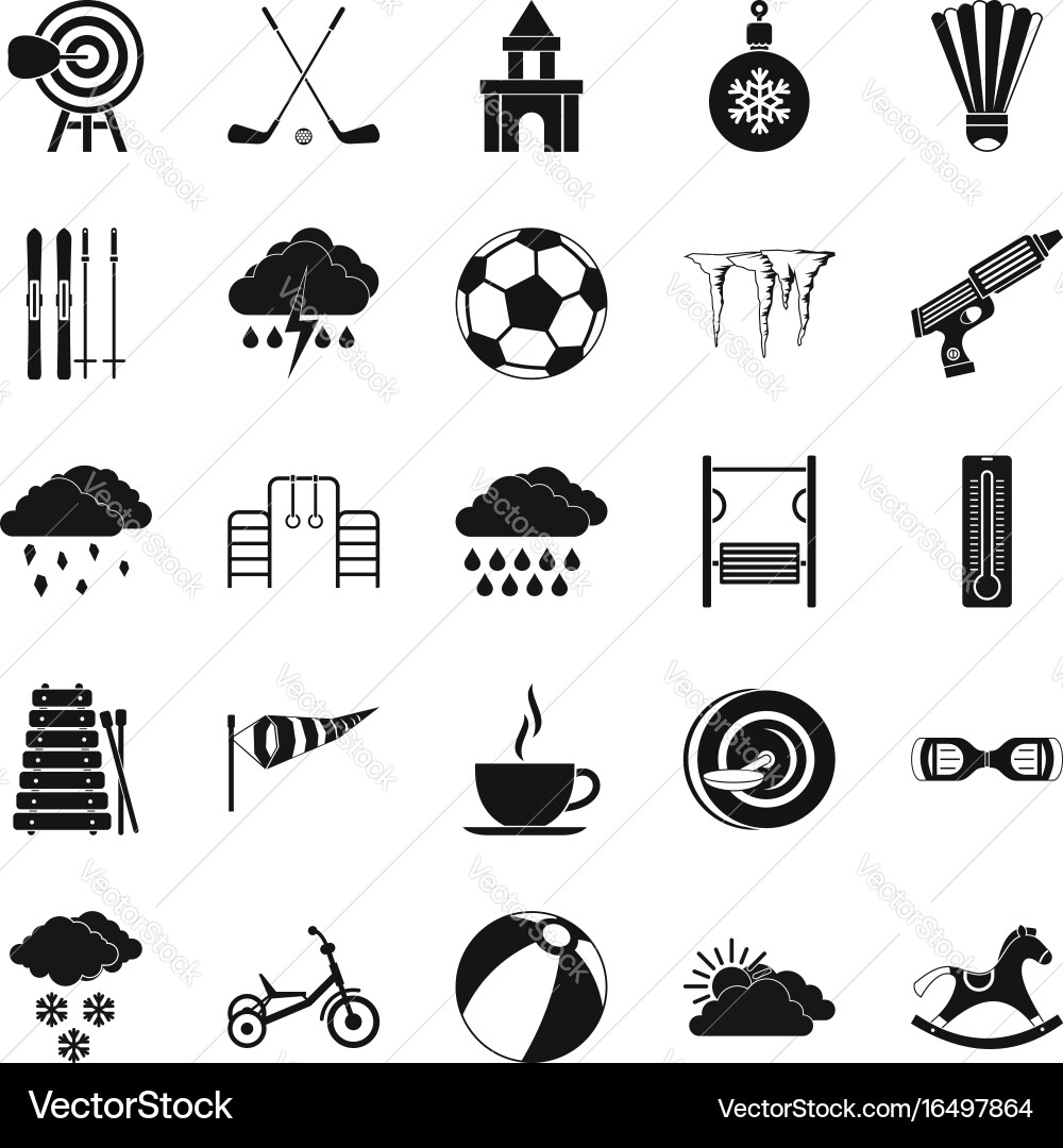 Kid game icons set simple style Vector Image