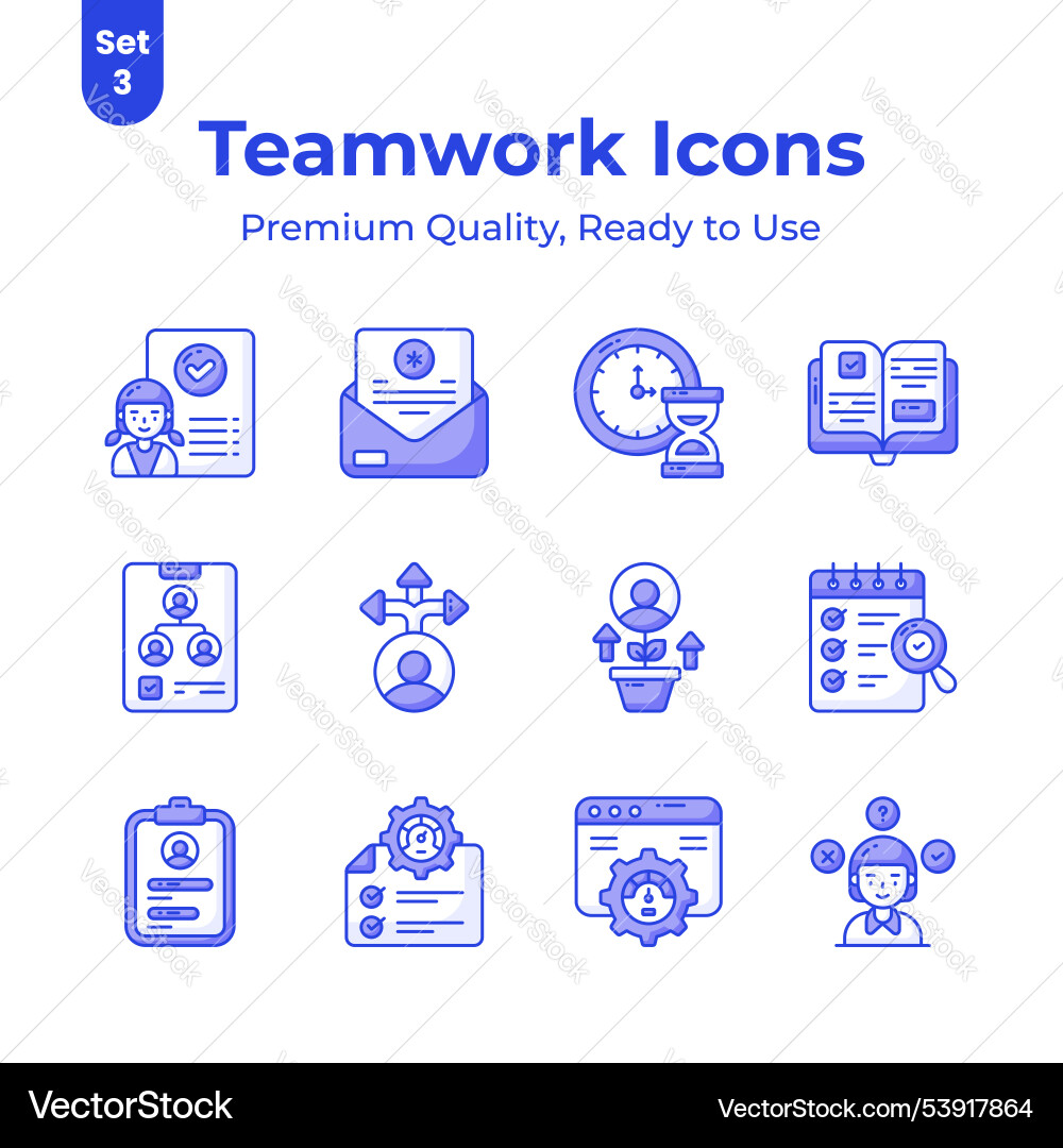 Teamwork icons set in customizable style ready Vector Image