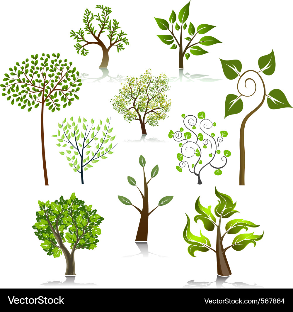 Tree Icon Set vector image