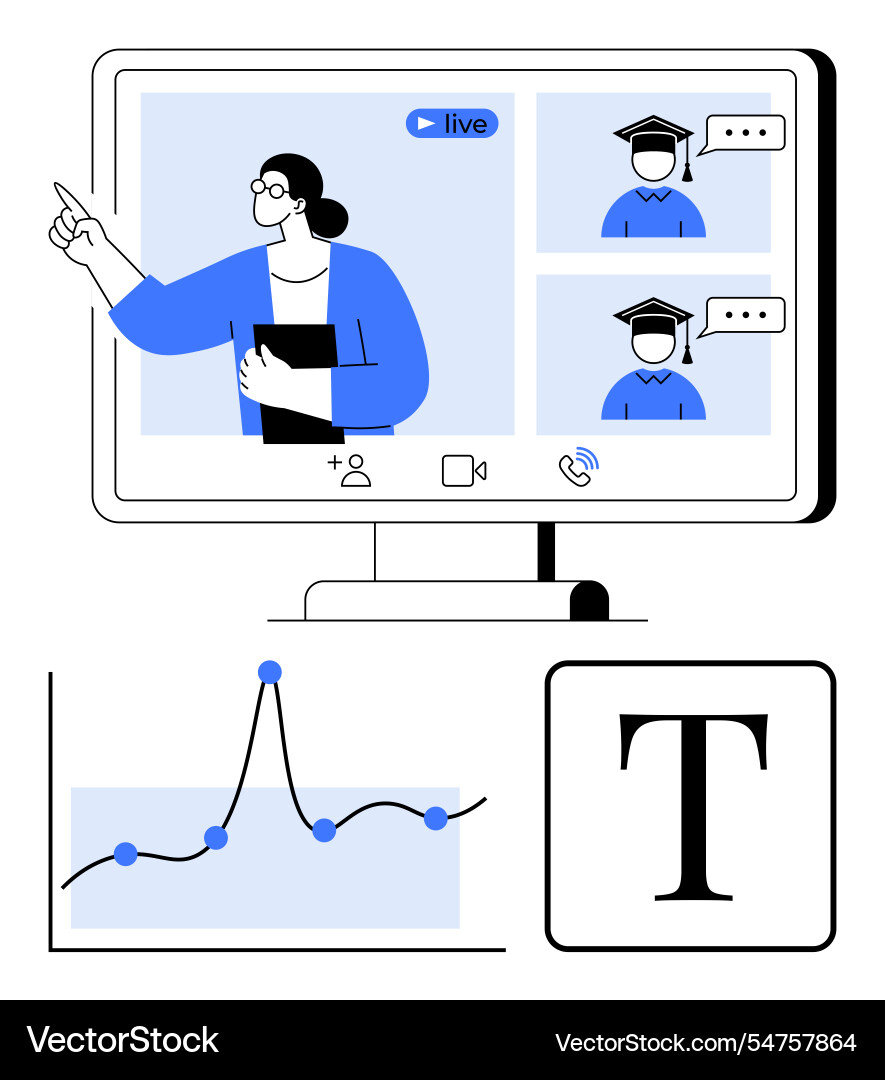 Virtual learning environment with live sessions Virtual learning environment with live sessions vector image