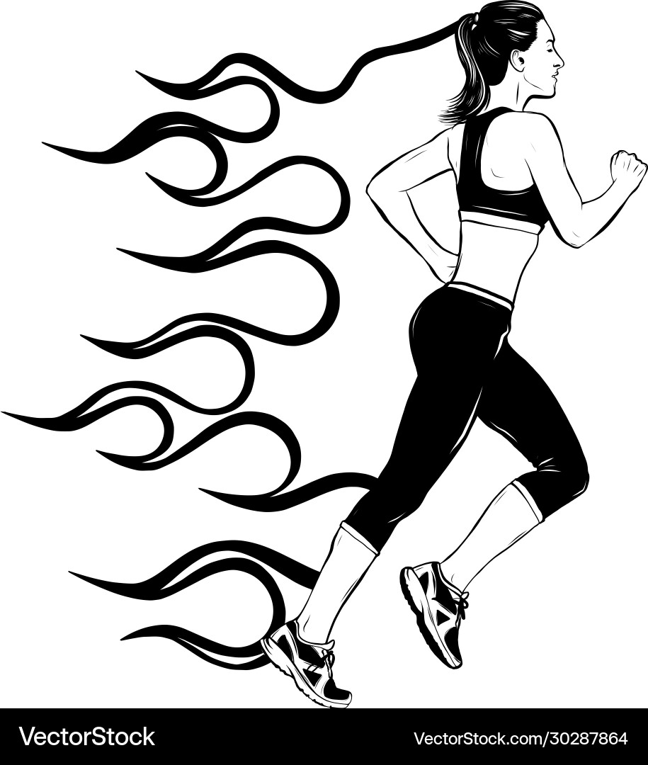 Volle Längsansicht Porträt junger Lauf Vektorbild
