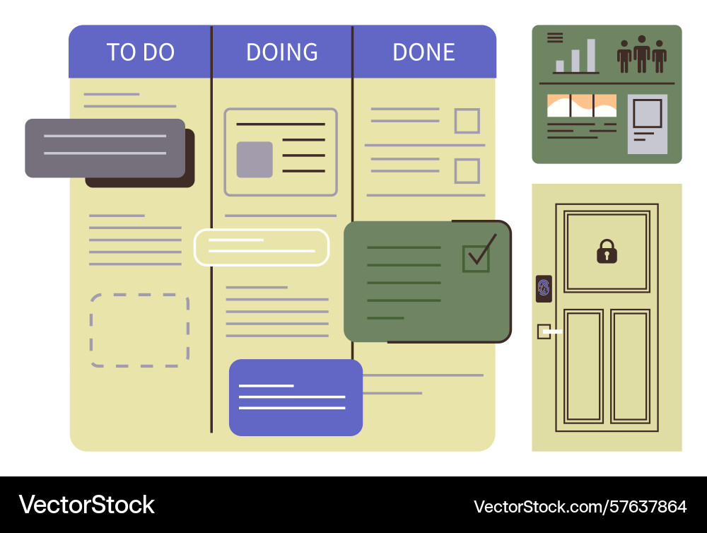 Workflow Board mit Aufgaben von zu-do vektorbild