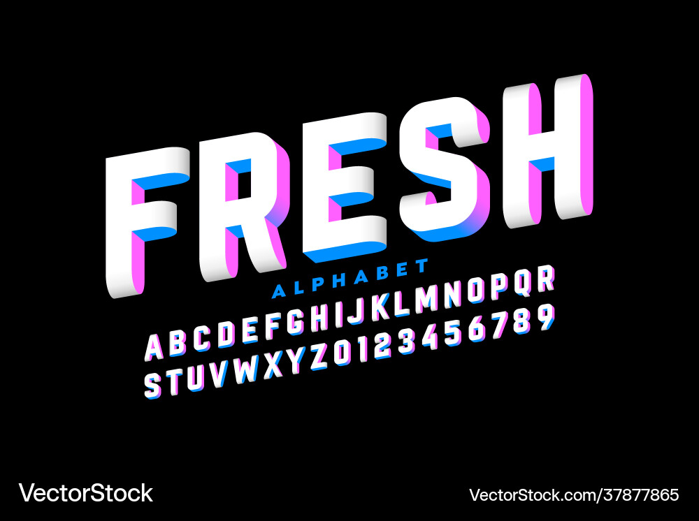 3D Alphabet Font - Modern Style vector image