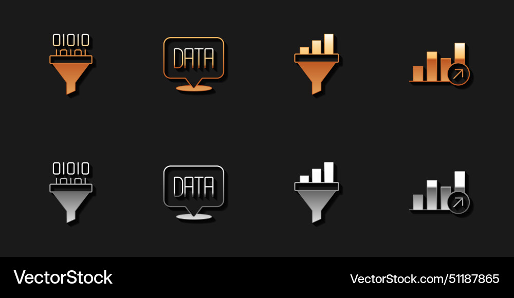 Binärcode-Datenanalyse Verkaufstrichter einstellen Binärcode-Datenanalyse Verkaufstrichter einstellen vektorbild