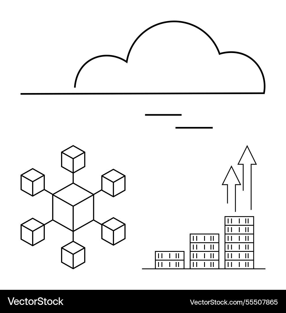 Cloud Computing mit Datenblöcken und Unternehmen Cloud Computing mit Datenblöcken und Unternehmen vektorbild