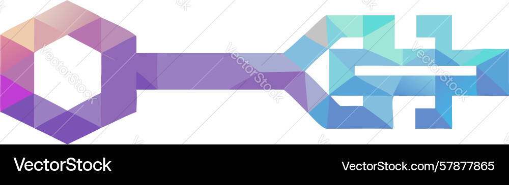 Hexagonal segmented key icon design generative ai vector image