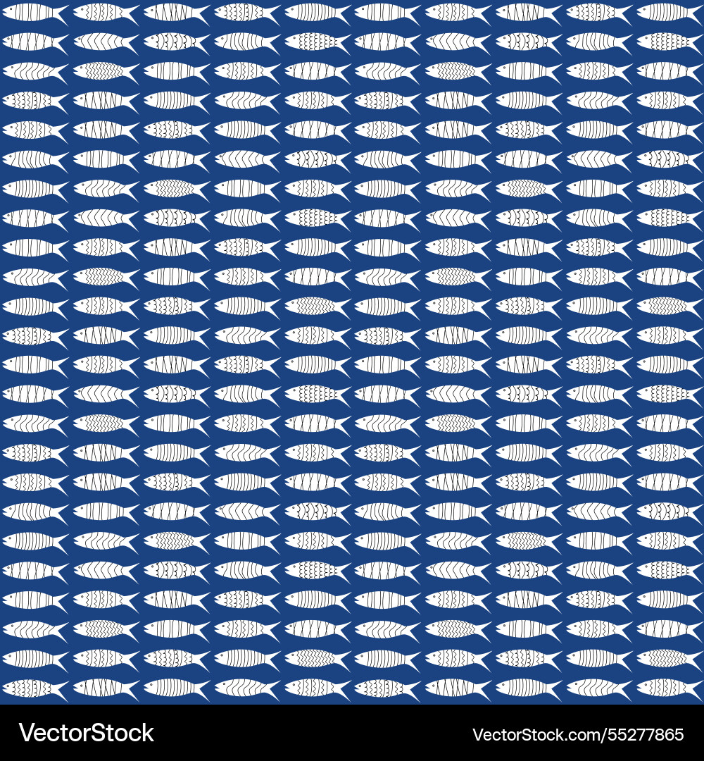 Seamless pattern with strings of stylized fish Seamless pattern with strings of stylized fish vector image