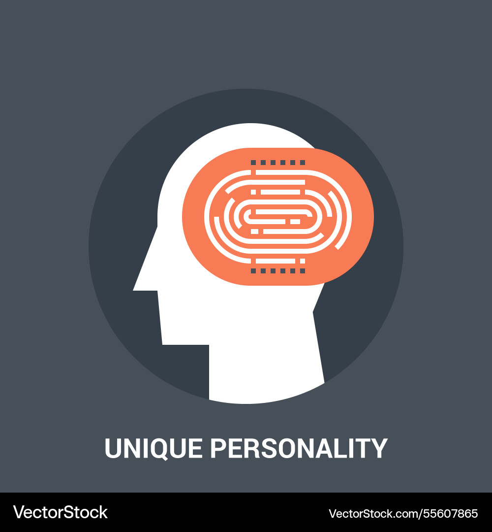 Unique personality flat icon design concept Unique personality flat icon design concept vector image