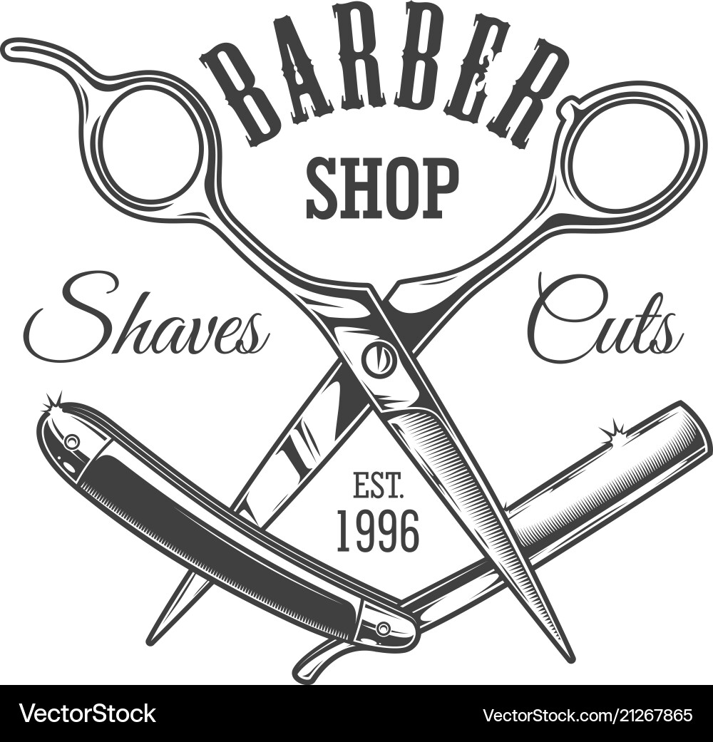 Vintage Barber Shop Etikett vektorbild