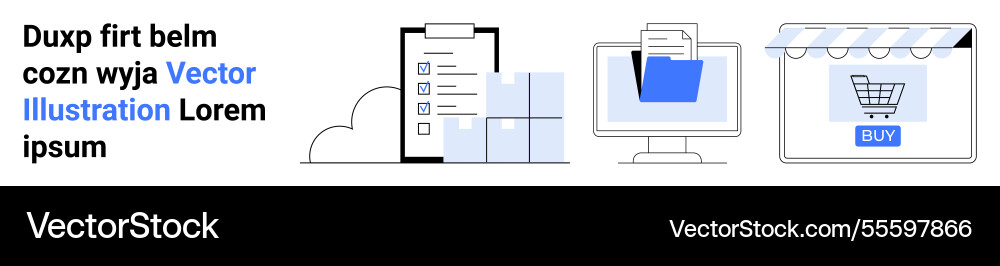 Digital shopping workflow with online cart data Digital shopping workflow with online cart data vector image