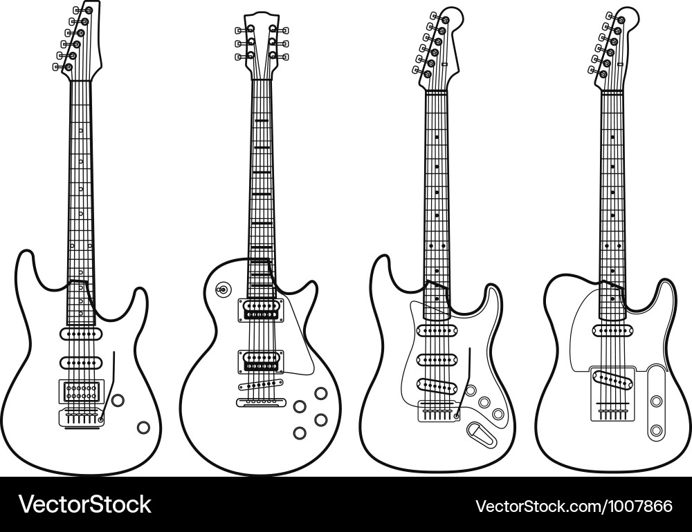 Electric Guitar Silhouettes Vector Image