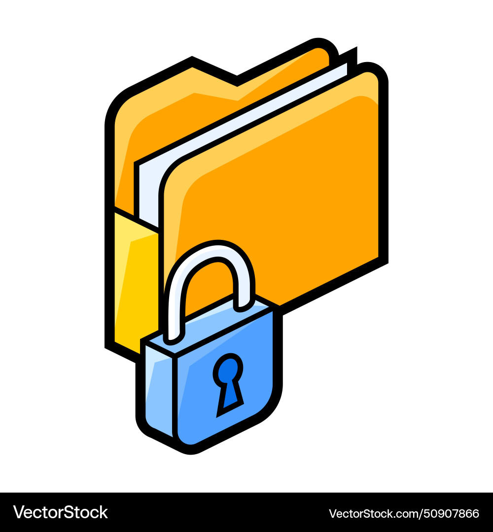 Folder lock icon in isometry image for website Folder lock icon in isometry image for website Vector Image