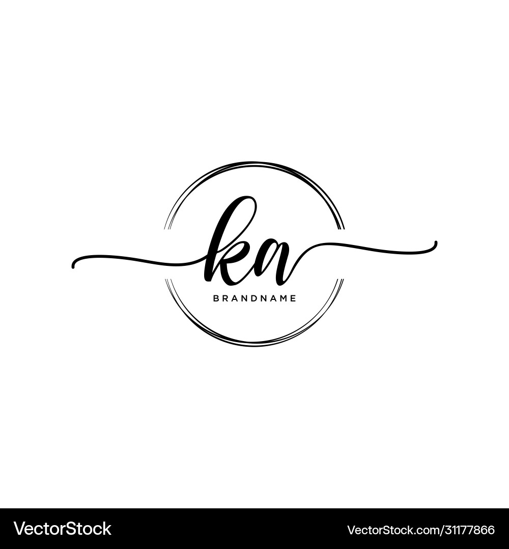 Ka initial handwriting logo with circle template Vector Image