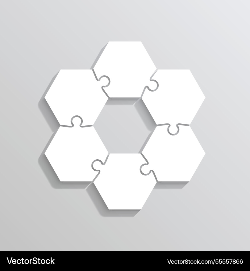 Puzzle hexagonal grid jigsaw pieces layout Puzzle hexagonal grid jigsaw pieces layout vector image