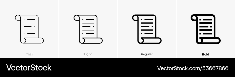 Scroll icon thin light regular and bold style Scroll icon thin light regular and bold style vector image