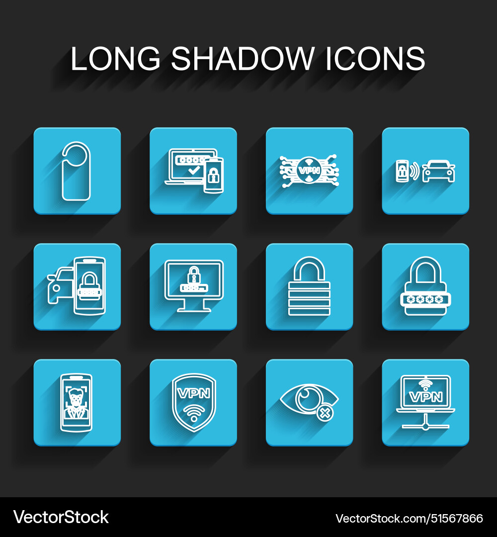 Set line mobile and face recognition shield Set line mobile and face recognition shield vector image
