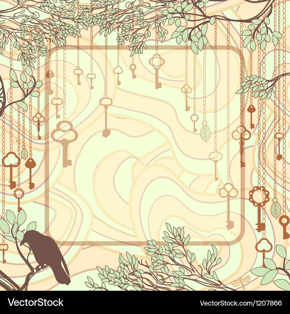 Vintage Tree Branch Background with Keys vector image