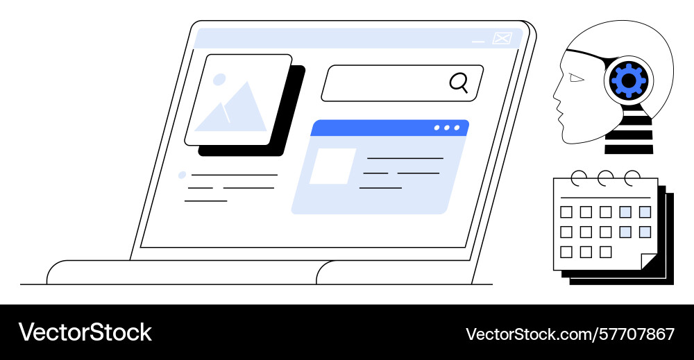 Ai-assisted website search concept with interface Ai-assisted website search concept with interface vector image