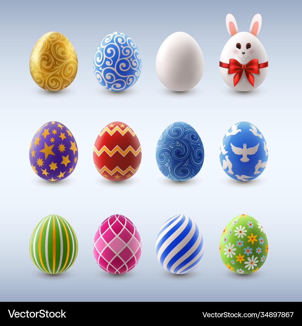 Colorful Easter Eggs Set Royalty Free Vector Image