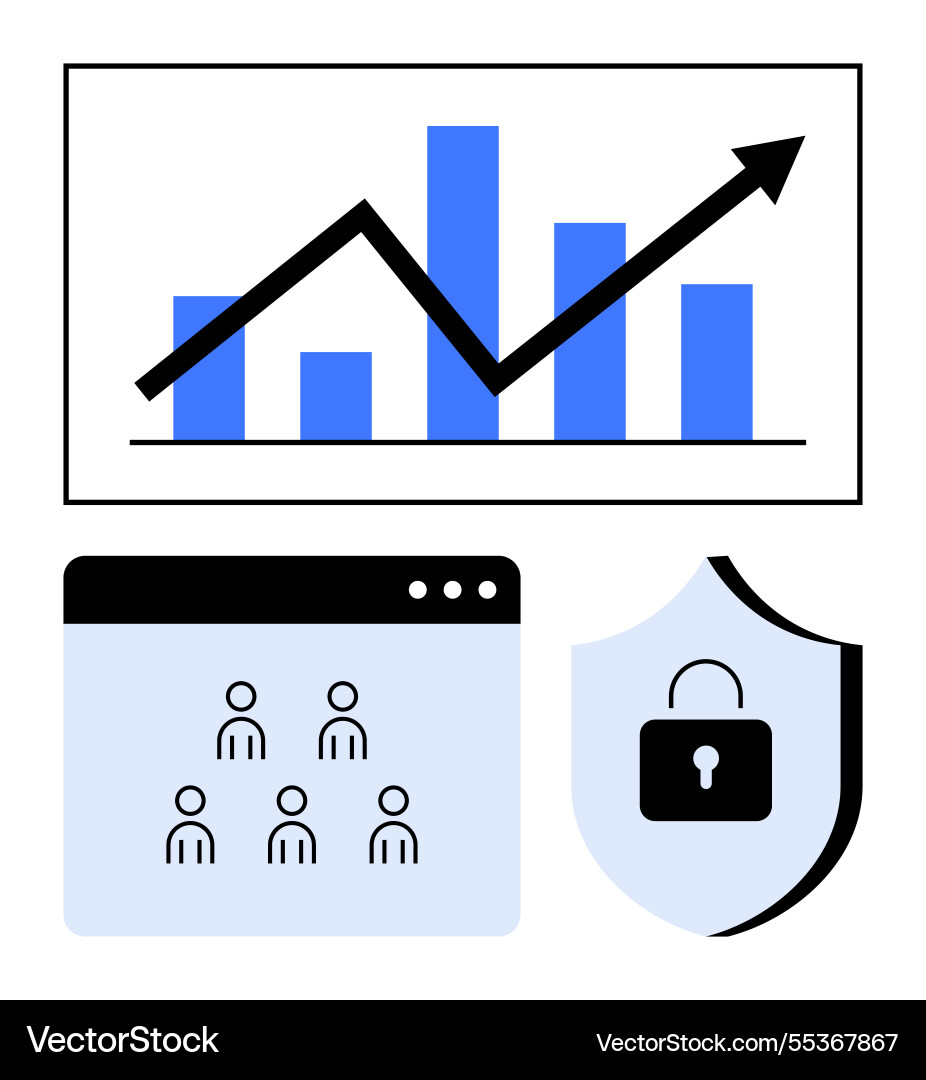 Data growth chart user interface and security Data growth chart user interface and security vector image
