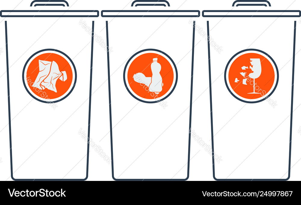 Garbage containers with separated trash icon Garbage containers with separated trash icon Vector Image