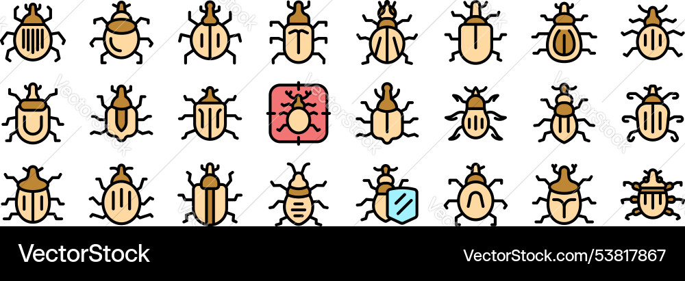 Large set of various bug icons showing different Large set of various bug icons showing different Vector Image