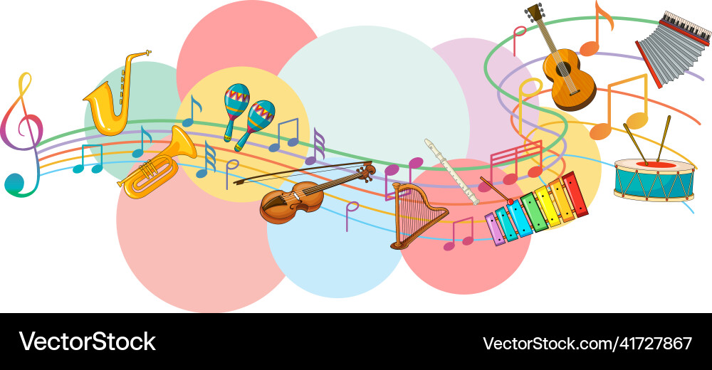 Music instrument with notes on white vector image