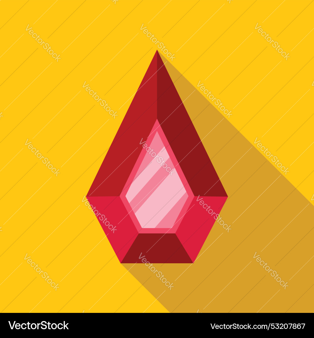 Red ruby gemstone shining on yellow background Red ruby gemstone shining on yellow background vector image