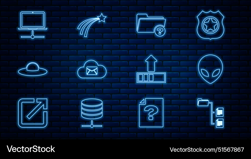 Set line folder tree alien unknown directory Set line folder tree alien unknown directory vector image
