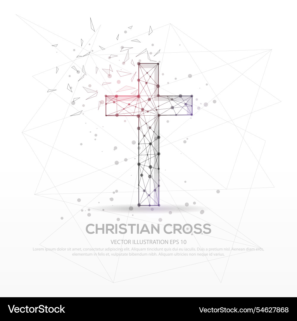 Christian Kreuz abstrakte Maschenlinie niedrige Polydraht Christian Kreuz abstrakte Maschenlinie niedrige Polydraht vektorbild