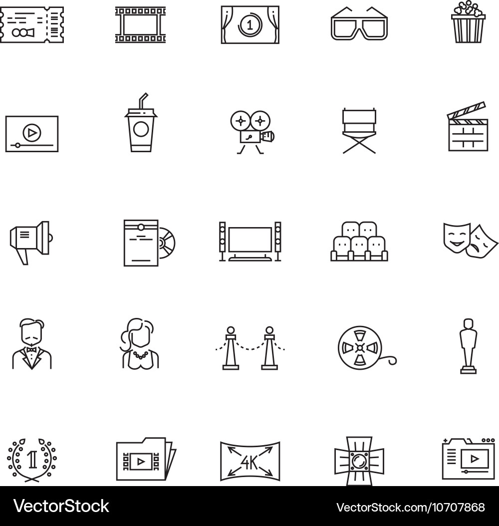 Cinema Icons - Film & TV Vector Image