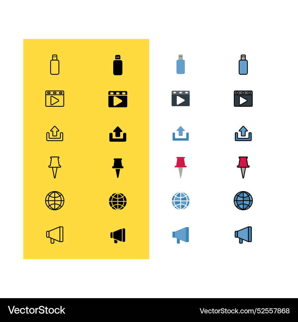 Flash-Disk-Upload-Pin-Web und App-Symbol-Set Flash-Disk-Upload-Pin-Web und App-Symbol-Set vektorbild