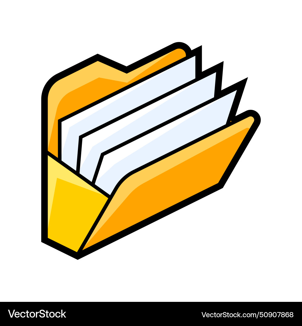 Open folder for paper icon in isometry image vector image