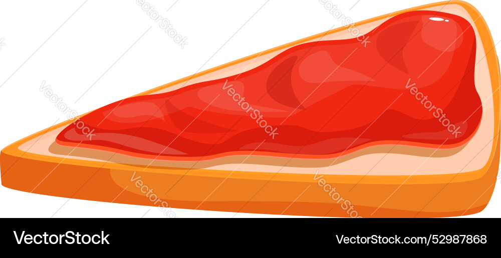 Triangular slice of white bread with red jam Triangular slice of white bread with red jam Vector Image