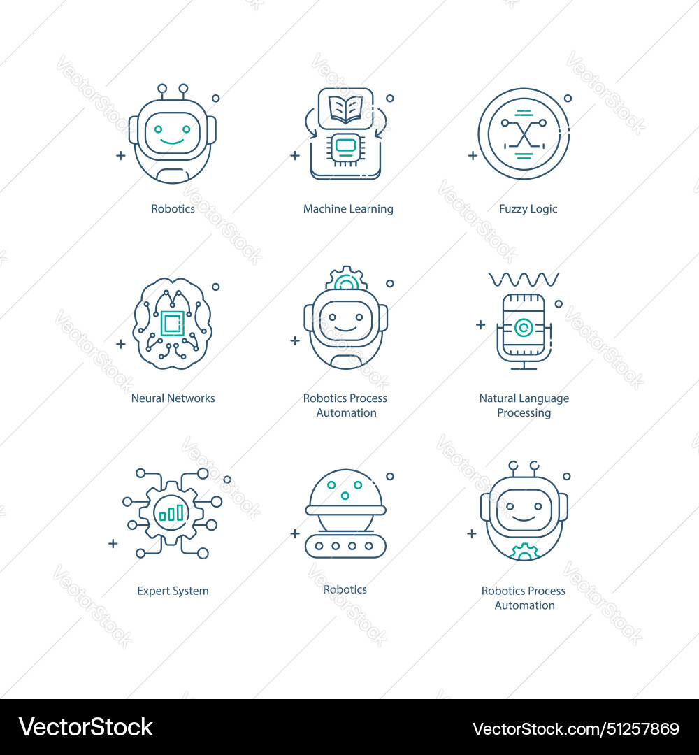 Artificial intelligence fundamentals elements vector image