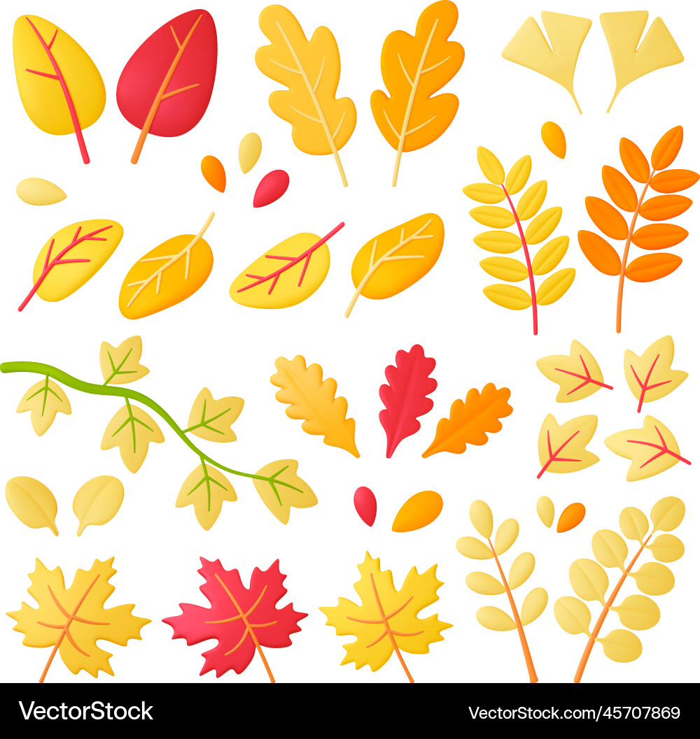 Autumn 3d leaves forest yellow leaf renderings Autumn 3d leaves forest yellow leaf renderings vector image