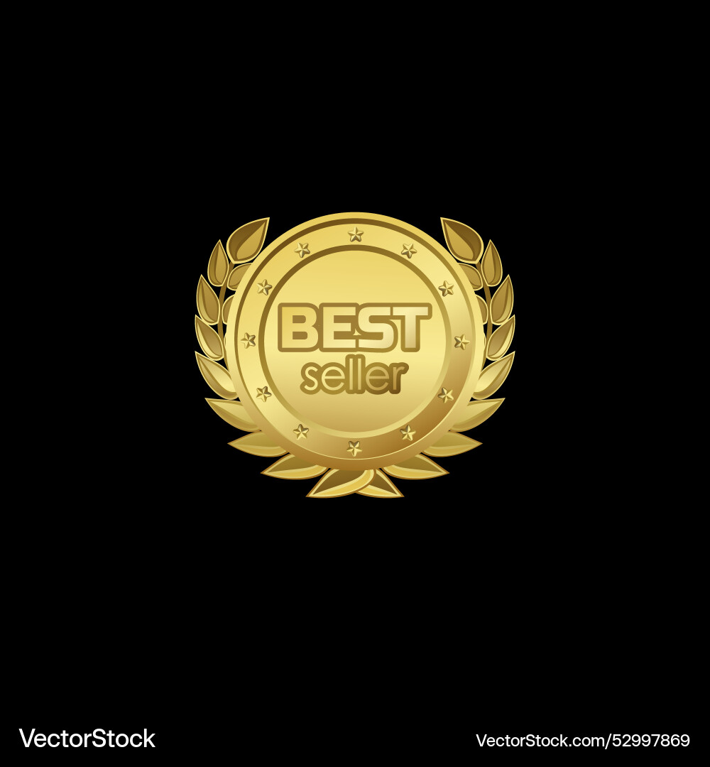 Beste Verkäufer goldene Preismedaille mit Sternen Beste Verkäufer goldene Preismedaille mit Sternen vektorbild