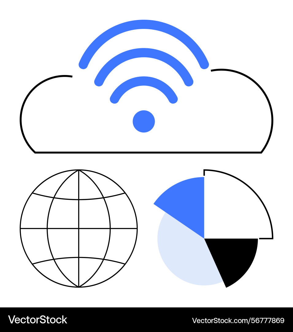 Cloud connectivity with data analytics and global vector image