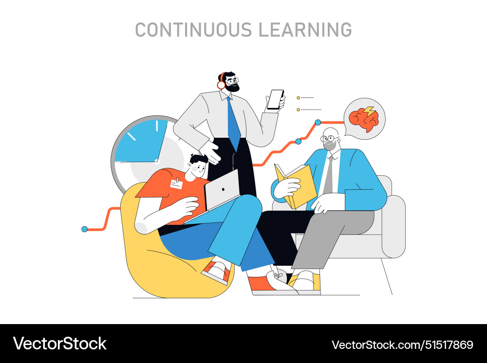 Continuous learning concept Continuous learning concept vector image