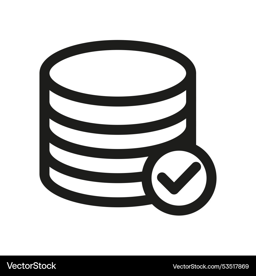 Database check icon server approval symbol design Database check icon server approval symbol design vector image