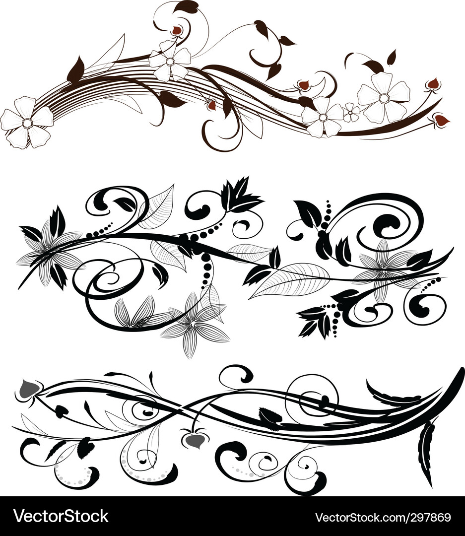 Floral Branch Pattern Set Vector Image