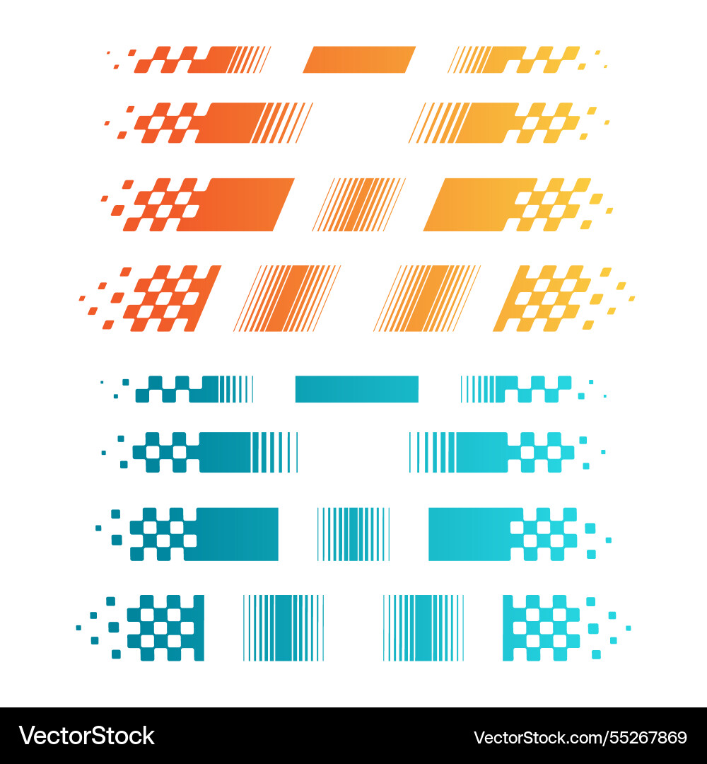Horizontal race track checkered flag lines set Horizontal race track checkered flag lines set vector image